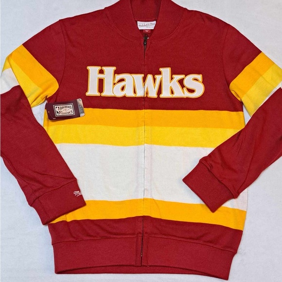 Atlanta Hawks x Mitchell & Ness NBA Front Stripe Full Zipper Sweater - SZ SMALL - Picture 2 of 8